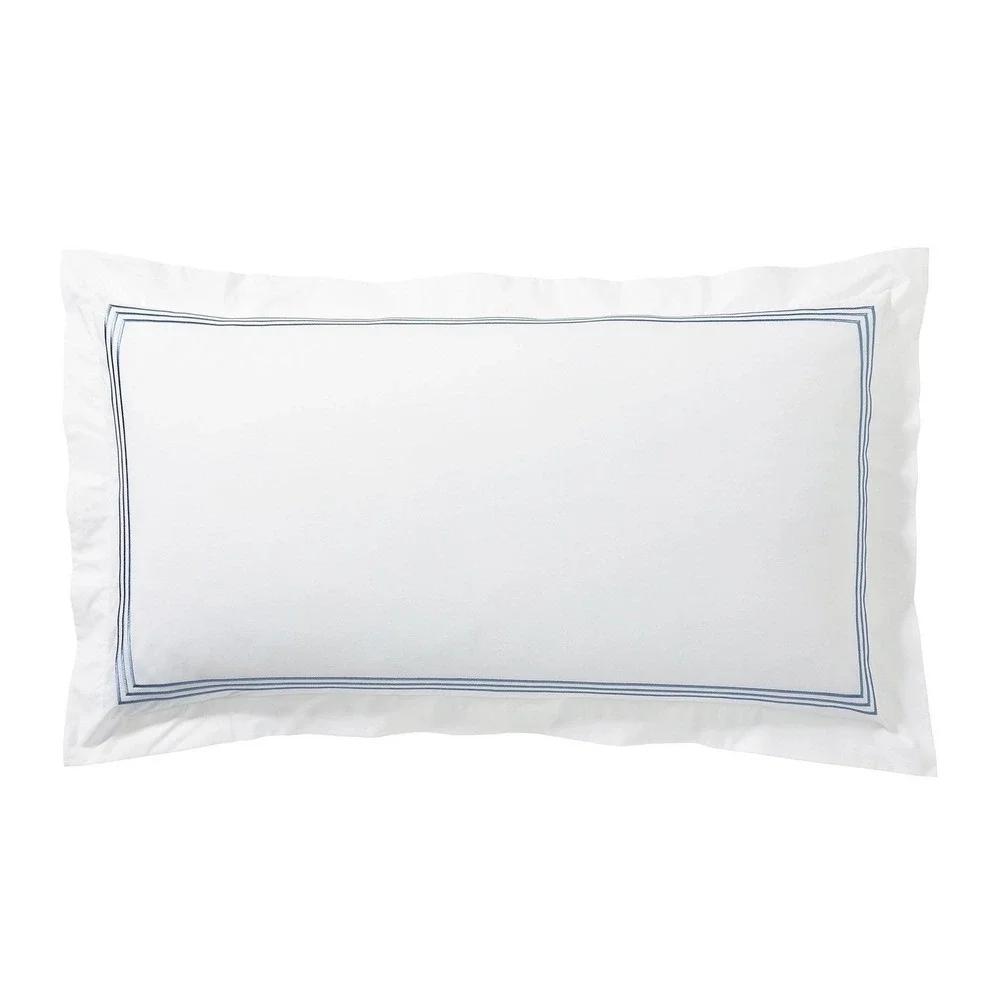 Pottery Barn Grand Organic Percale King Duvet Set Sham‎ Pillowcases White Navy